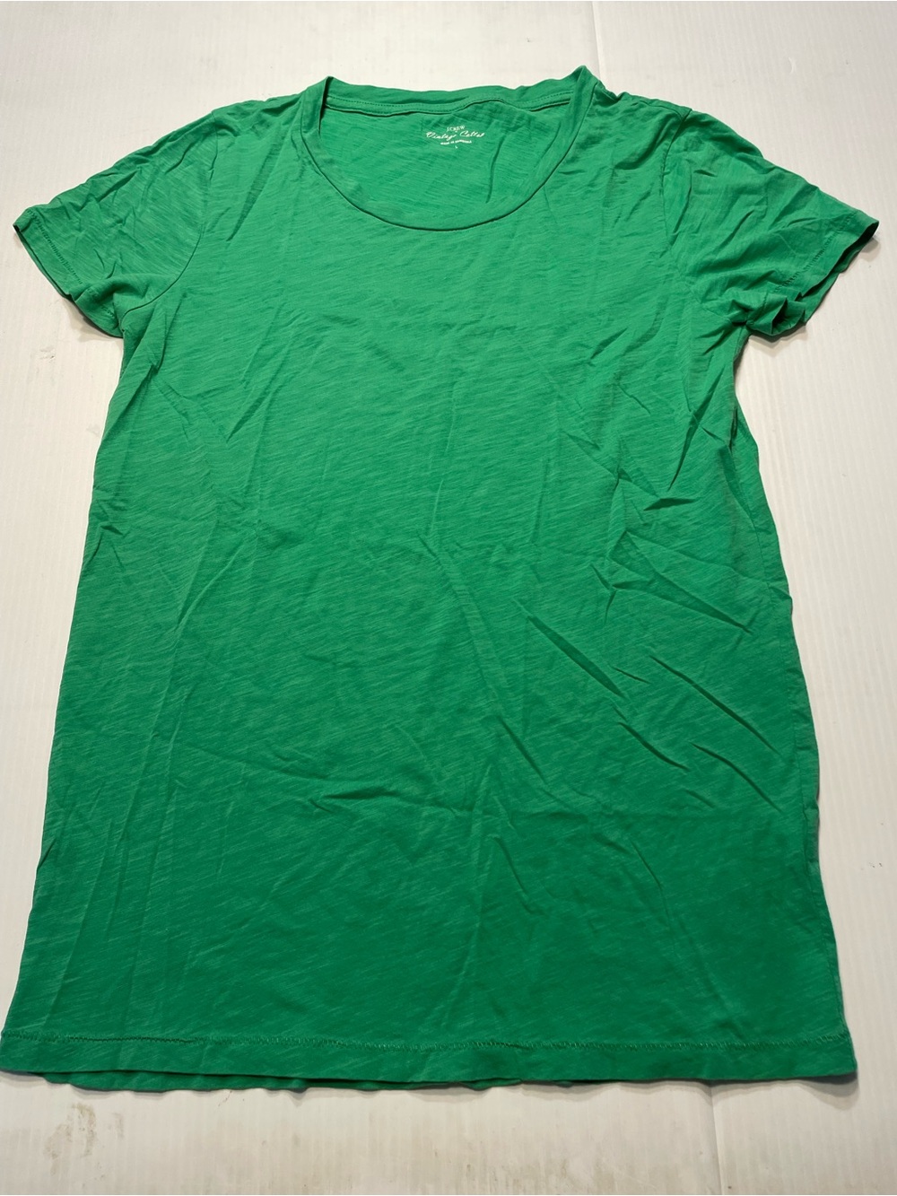 J Crew Vintage Cotton Kelly Green T Shirt Women Scoop Neck Short Sleeve Sz L